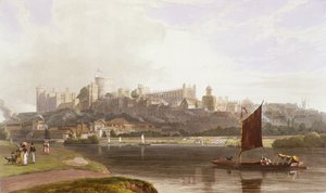 Windsor Castle vanaf de Rivierweide aan de Theems, uit een verzameling van uitzichten op Windsor, Eton en Virginia Water, c.1827-30